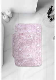 Resim Banyo 2li Kaydırmaz Paspas Takımı Pudra 60x100 Pudra 