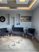 Resim Azra Mobilya Azra Aksesuar Çay Seti Oturma Grubu, Puffy Kumaş Koltuk Takımı, Ahşap Ayak, Balkon Bahçe Mobilyası 