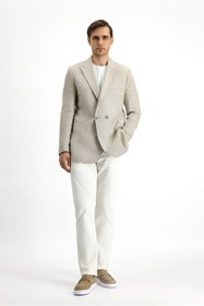 Resim Kiğılı 7 Drop Slim Fit Dar Kesim Keten Karışımlı Kruvaze Ceket 