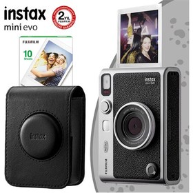 Resim Instax Mini Evo Fotoğraf Makinesi-Çanta-10'lu Film Seti Siyah 