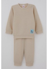 Resim Breeze Erkek Bebek Pijama Takımı Omuzdan Patlı Sevimli Fil Armalı 4 Ay-1 Yaş, Taş 