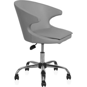 Resim Seduna Koket Gri Deri Çalışma Koltuğu - Ofis Koltuğu - Personel Koltuğu 