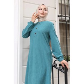 Resim Missvalle Düğmeli Tesettür Takım Turkuaz MSV10358 