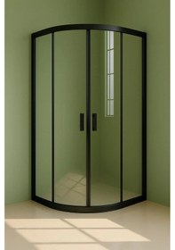 Resim Durul Duşakabin Oval Siyah Profil 5mm Şeffaf Cam Yükseklik 190 Cm Siyah 