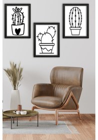 Resim Artavessa 3 Parça Çerçeve Görünümlü Mdf Tablo Seti - ART3PMLCRV1 