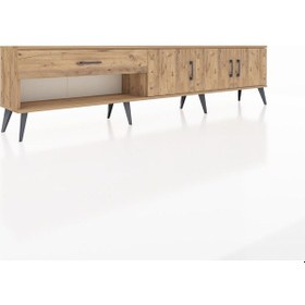 Resim Arges Tv Ünitesi 2 Raflı Tek Çekmeceli 3 Kapaklı 220x30x51 Çam-çam Atlas Çam/atlas Çam - Atlas Çam 