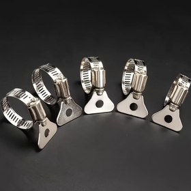 Resim 10 Adet Paslanmaz Çelik Hortum Kelepçesi Seti, Dayanıklı ve Paslanmaz, Geri Çekilebilir, Cilalı Metal, Güçlü T Cıvatalı Hava Su Borusu Yakıt Hortumu Bağlantı Kelepçesi, Kaynak Onarım Aleti, Ev Depolama ve Bahçe Düzenleyici, Gümüş, Bahçe Evleri 