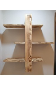 Resim Üsküp Yapı 3'lü Kızaklı-kaydırılabilir Eskitme Dekoratif Ahşap Duvar Rafı 