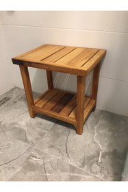 Resim OBERS Iroko Duş Oturağı, 40x40x40 cm Ağaç Tabure, Ağaç Oturak, Duş Taburesi Özel 