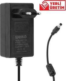 Resim Nacario Weko 12 Volt - 3 Amper - 36 Watt 5.5*2.5 Uçlu Plastik Kasa Priz Tip Adaptör 