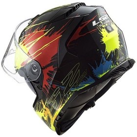 Resim LS2 STORM DROP SİYAH-SARI-KIRMIZI KAPALI KASK 