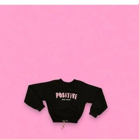 Resim Kız Çocuk Positive Baskılı Sweatshirt-14230 Siyah 