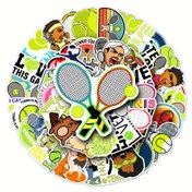 Resim 50 Adet PVC Tenis Temalı Yapışkan Seti, Suya Dayanıklı Spor Dekalleri Su Şişesi, Kaykay, Laptop, Telefon, Çizim Kitabı için - Gençler ve Yetişkinler için Kendinden Yapışkan Düzensiz Karikatür Yapışkanları - Ahşap, Cam, Metal, Seramik üzerine Yapıştırın 