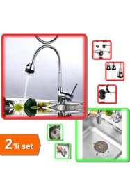 Resim Genel Markalar Oynar Başlıklı 2 Fonksiyonlu Spiral Musluk + Silikon Mutfak Lavabo Süzgeci - 2li Set X0D9Z9 