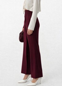 Resim Anvelop Detay Asimetrik Bordo Pantolon - 36 