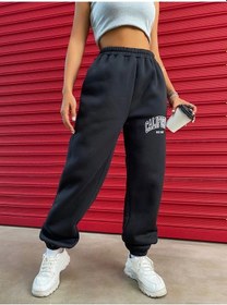 Resim California West Coast Eşofman Altı Jogger - Siyah Baskılı Lastik Paça Yüksek Bel Siyah-260617 
