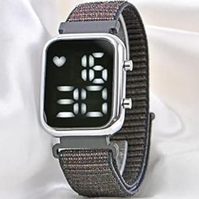 Resim Yeni Sezon Cırtlı Yapışır Kordon Siyah Kadın Saati Led Bileklik Kol Saat ST-304109 