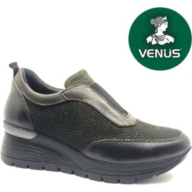 Resim Venüs Orhiş Hakiki Deri Ortopedik Oxford Kadın Aır-Flow Taban Klasik Ayakkabı HAKİ 