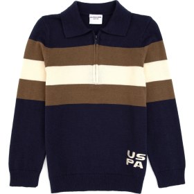 Resim U.S. Polo Assn. Erkek Çocuk Lacivert Polo Yaka Yarım Fermuarlı Kazak 50315615-VR033 