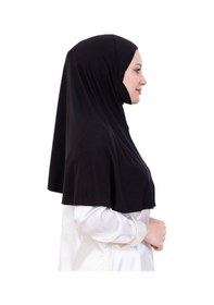Resim Modish Group Hazır Başörtüsü Pratik İslami Giyim Penye Peçeli Türban Namaz İçin Yumuşak Eşarp Siyah 