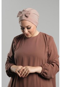 Resim Hürrem Bone Bej Pratik Hazır Geçmeli Fiyonklu Bone Sandy Çift Taraflı Çapraz 3007b 12 Bej 