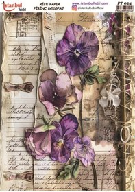 Resim Pirinç Dekopaj Kağıdı 30x42cm Pt-024 Yazı Ve Çiçekler 