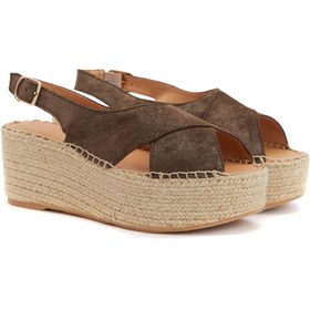 Resim Divarese Kahverengi Kadın Deri Espadril 