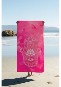 Resim Dijital Baskı Plaj Deniz Havlusu Hamsa Lotus Mandala Desenli Peştamal Hvl0218 Renkli 