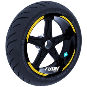 Resim Double Stripe Tasarımlı Reflektif Sarı Jant Şeridi Sticker Çınar Extreme 