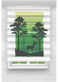 Resim Perdecizade Enxboy Yeşil Geyik Dijital Baskılı Zebra Perde-cocuk Odası-stor Perde Pz-790 Renkli 