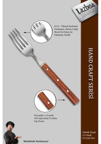 Resim Hand Craft Serisi 6 Parça Steak Et Kahvaltı Yemek Çatalı Mft-865 Gül 