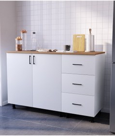 Resim Dani Mutfak Dolabı Alt Modül Çekmeceli 135cm Tezgah Dahil Beyaz 
