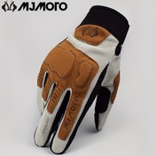 Resim MJMOTO Retro Kahverengi Motosiklet Eldivenleri - Nefes Alabilir Kumaş ve Erkekler & Kadınlar için Dokunmatik Ekran Uyumluluğu 