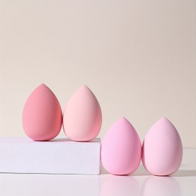 Resim 4 adet Pembe Makyaj Süngeri Seti, Su Damlası Şekilli Fondöten Karıştırma Süngeri, Sıvı, Krem ve Toz İçin Yumuşak Güzellik Blender Süngeri, Islak ve Kuru Çift Kullanımlı Boun Boun Süngeri, Makyaj Başlangıç ​​Sanatçısı İçin İdeal 