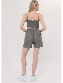 Resim Hgfashion İkli Crop Şort Takımı Yeşil Reng Yeşil 