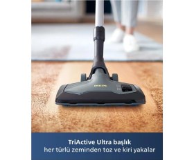 Resim Pihilips Sessiz ve Güçlü 5 Yıl Garanti Marathon Ultimate Toz Torbasız Elektrikli Süpürge HEPA13 XB9125 +Turbo Halı döver Başlıklı 