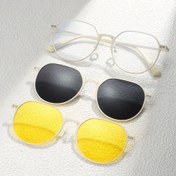 Resim Yeni 3’ü 1 arada manyetik gözlük seti, yuvarlak çerçeve metal çerçeveli, bir adet gözlük ve 2 değiştirilebilir lens dahil, unisex, günlük kullanım için uygun, şık gözlükler, hediye seçimi için mükemmel 