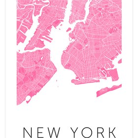 Resim New York Pembe Hari̇ta - Art Print - 50x70 cm 