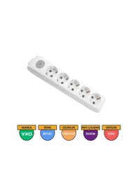 Resim Viko Multi-let 5'li Grup Priz Anahtarlı Topraklı Çocuk Korumalı Klemensli Beyaz - 90117500 