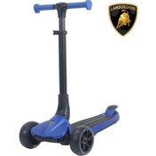 Resim Lamborghini Lisanslı L3 Kolay Katlanabilir Işıklı Orta Gövde Ve Işıklı Tekerlekli Çocuk Scooter Mavi 