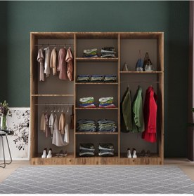 Resim Ekin 6 Kapaklı Eko Bazalı Gardırop - Mdf Kapak Antrasit 