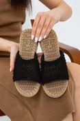 Resim Moda Devrin Siyah Önü Açık Hasır Örgü Dış Mekan Ve Ev Terliği 