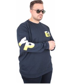 Resim Moc Grande Mocgrande Büyük Beden Bisiklet Yaka Sweat Double Face Pike Eo 25703 Lacıvert Lacivert 