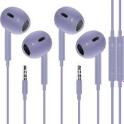 Resim 2 Paket Kablolu Kulakiçi Kulaklıklar 35-PUR3 iPhone 3.5mm Kulaklık Mikrofon ve Dahili Uzaktan Ultra Net Aramalar ve Gürültü Yok Mor 