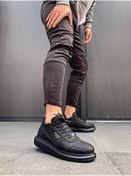 Resim KN Fashion Mp040 St Bağcıklı Cilt Ortopedik Yüksek/kalın Taban Erkek Sneaker Siyah 