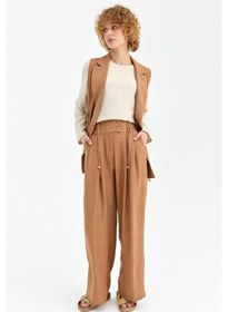 Resim Esswaap Yelek Bluz Pantolon Takım Camel Kahverengi 