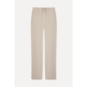 Resim Mudo Erkek Bej Rengi Straight Fit Keten Pantolon 