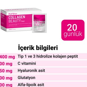 Resim ProfTürker Collagen Beauty 30 Saşe - Hyaluronik asit, Glutatyon, Alfa-lipoik asit, Koenzim Q10 - Aromasız 