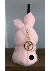 Resim Sevimli Havuçlu Tavşan Peluş Oyuncak Anahtarlık Hediyelik Uyku Arkadaşı 15 Cm PEMBE 