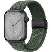 Resim Noktaks - İos Uyumlu Watch 10 46mm - Kordon Örgü Tasarımlı Hasır Kordon Strap Kayış - Krd-124 - Koyu Yeşil T36082 